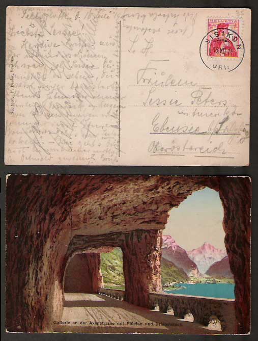 Swiss Postcard 1912 AXENSTRASSE Mountain Road