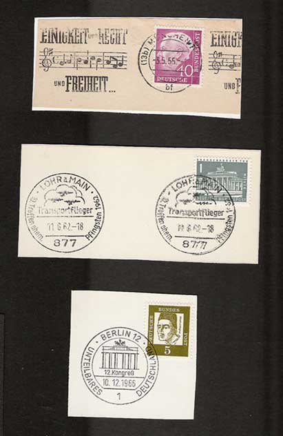 Germany 1955 Stamps on Pieces BERLIN BRANDENBURGER GATE