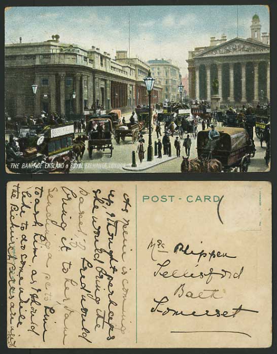 London Old Postcard - ROYAL EXCHANGE & BANK OF ENGLAND
