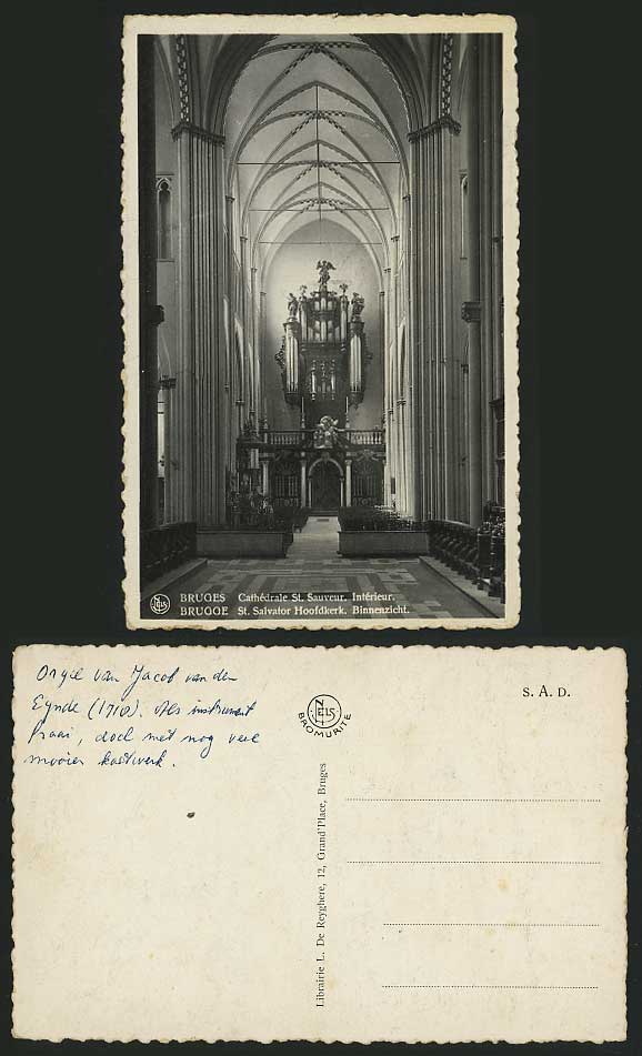 Belgium Old Postcard BRUGES Cathedral St Salvator ORGAN