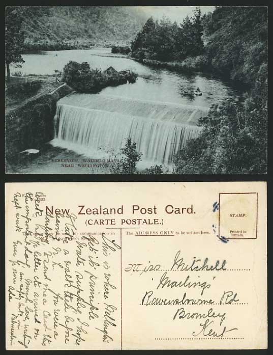 N.Z. Old Postcard Reservoir Wainui-o-Mata nr Wellington