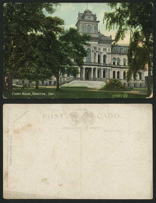 Canada Old Postcard ONTARIO Steps Court House Hamilton Law Courts of Justice