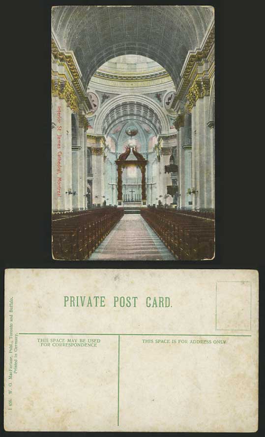 MONTREAL Old Color Postcard St James Cathedral Interior
