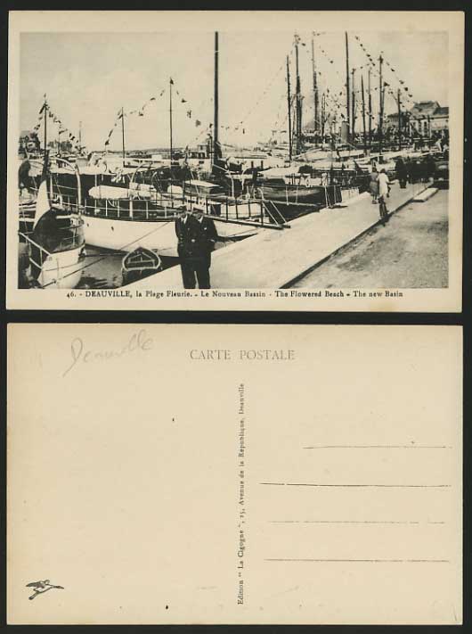 France Old Postcard DEAUVILLE Harbour - Flowered Beach