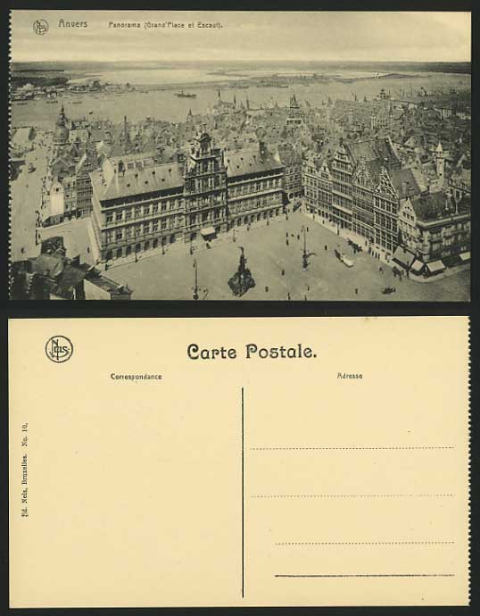 Belgium Anvers Old Postcard Panorama Grand Place Escaut