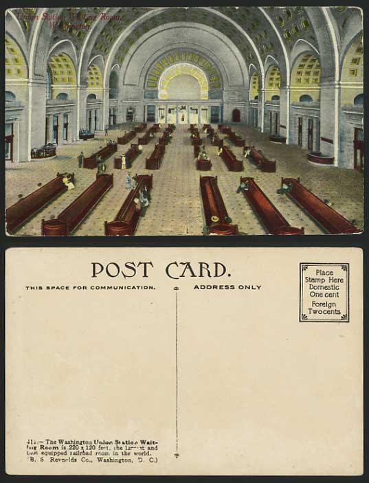 USA Old Postcard WASHINGTON Union Station Waiting Room