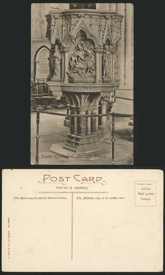 Devon EXETER CATHEDRAL Old Postcard - Pattison Pulpit