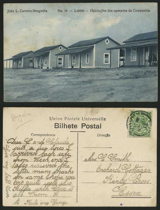 Angola 1913 Old Postcard LOBITO Houses Joao L. Carreira