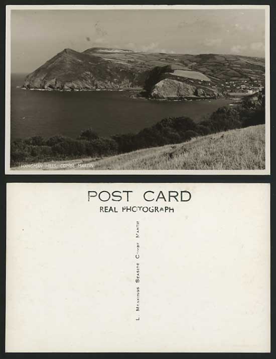 Devon Old R.P. B/W Postcard COMBE MARTIN Hangman Hills