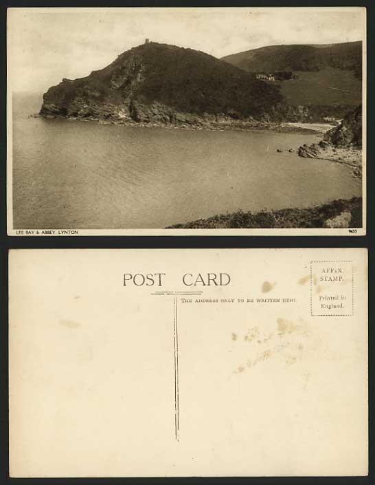 Devon Old Postcard LYNTON Lee Bay & Abbey General View