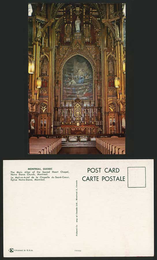 Canada Early Postcard MONTREAL Notre Dame Church ALTAR
