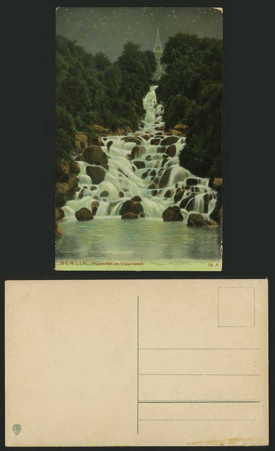 Germany Old Postcard BERLIN Waterfall in Viktoria Park