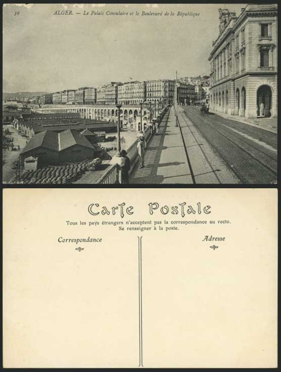 Alger Old Postcard Palais Consulaire Republic Boulevard