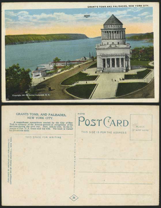 USA Old Postcard Grant's Tomb & Palisades New York City
