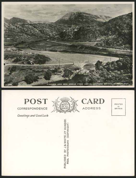 FINAVEN & BEN ARKLE from Laxford Bridge Old RP Postcard