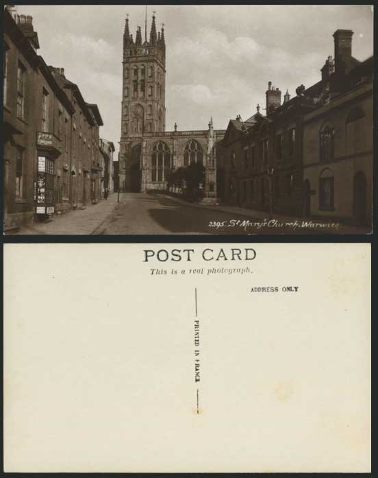St. Mary's Church Warwick Old Postcard Shopfront Street