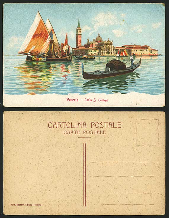 Italy Old Postcard VENICE Venezia Isola S Giorgio Boats