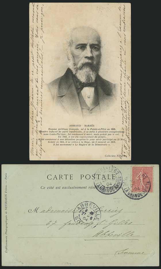 ARMAND BARBES, French Politician 1904 Old U.B. Postcard