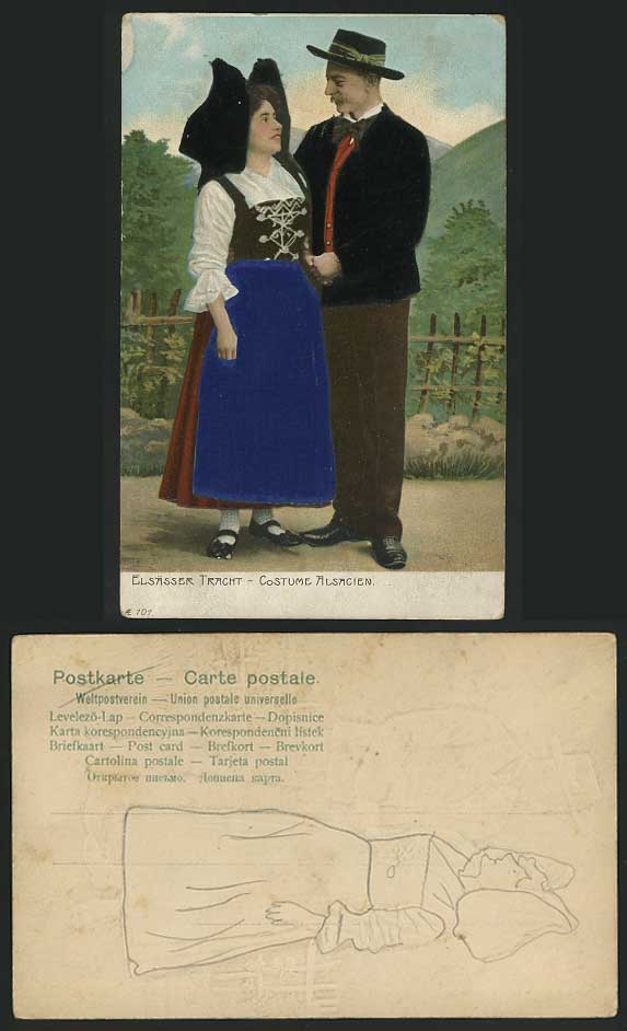 Costume ALSACIENNES Elsasser Tracht Old Postcard ETHNIC