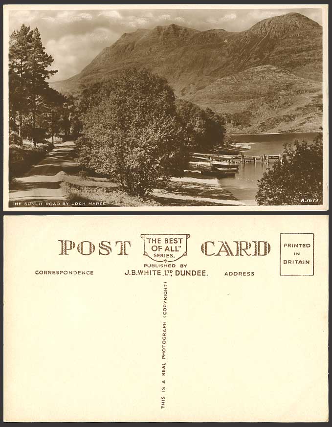 Ross-shire, Lake LOCH MAREE Sunlit Road Old RP Postcard