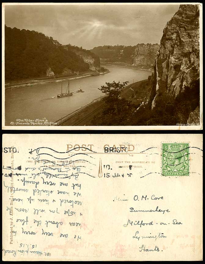 Clifton St Vincent's Rocks River Avon 1915 Old Postcard