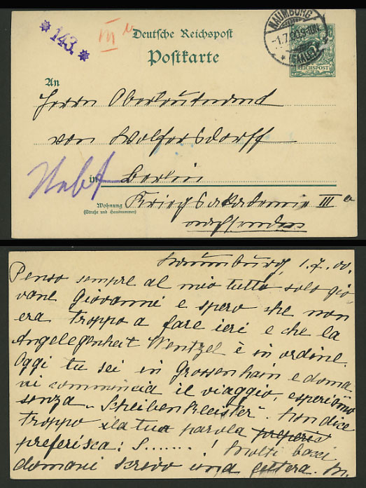 Germany 1900 Reichspost Stationery Card NAUMBURG, SAALE