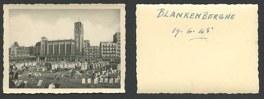 Belgium Blankenberghe Casino, Cecil Hotel Eden Beach Huts Chalets 1945 Old Photo