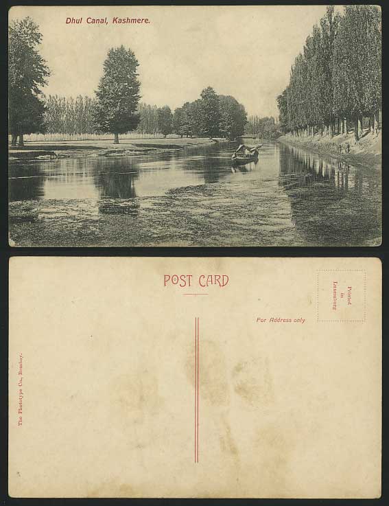India Old Postcard KASHMIR Kashmere - DHUL CANAL & Boat