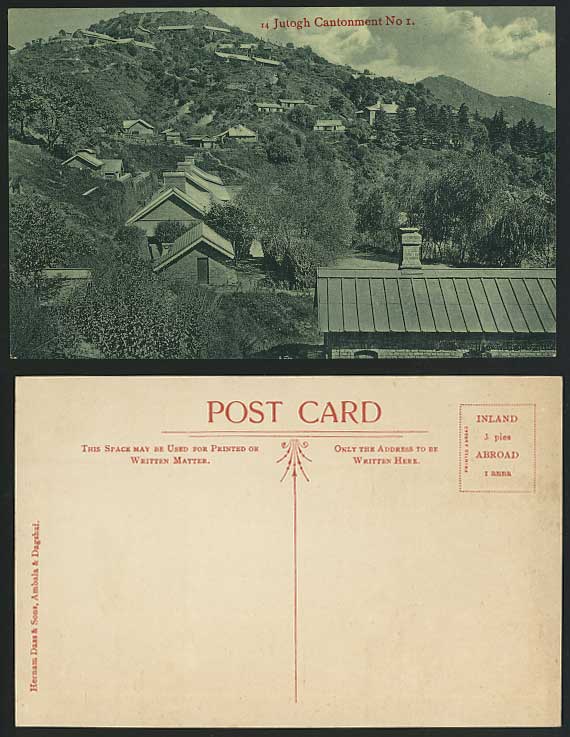 India Old Postcard Jutogh Cantonment Mountains Panorama (British Indian)