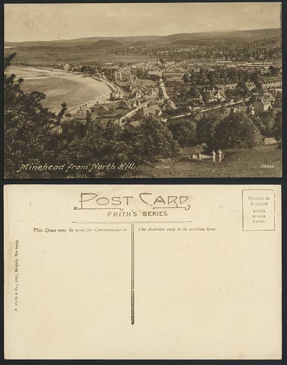 Somerset Old Postcard MINEHEAD from NORTH HILL Panorama