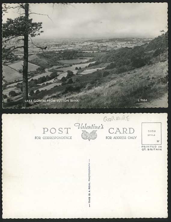 Lake Gomire from Sutton Bank Yorkshrie Old RP Postcard