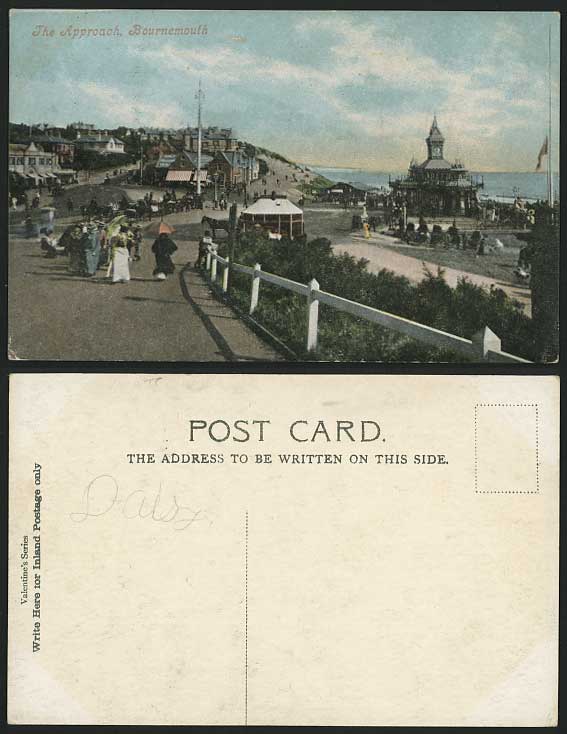 Bournemouth Old Postcard The Approach Road, Clock Tower