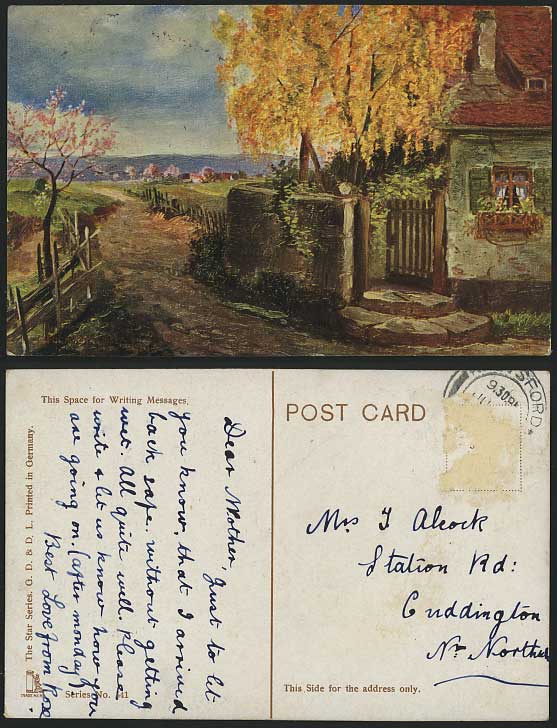 Artist Drawn Cottage Countryside Panorama Old Postcard