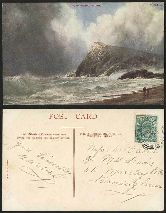 The Gathering Storm F. HALL Artist Signed 1904 Postcard