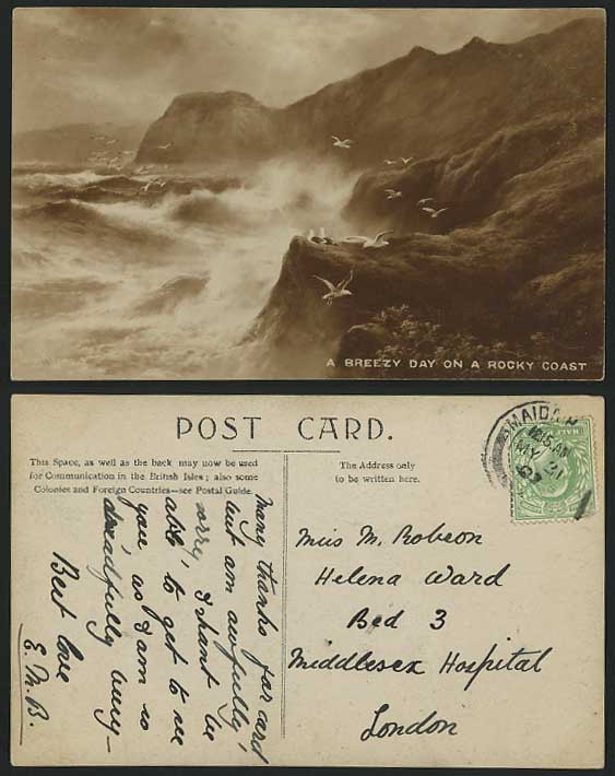 Elmer Keene 1907 Old Postcard Breezy Day on Rocky Coast