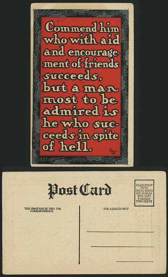 Admire Main, who Succeeds in spite of Hell Old Postcard