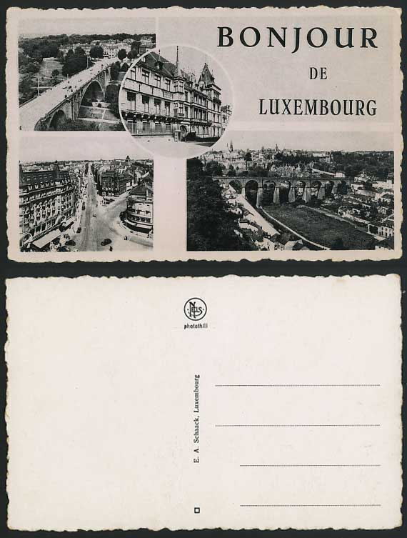 Luxembourg Bonjour Old Postcard Bridge Viaduct & Street