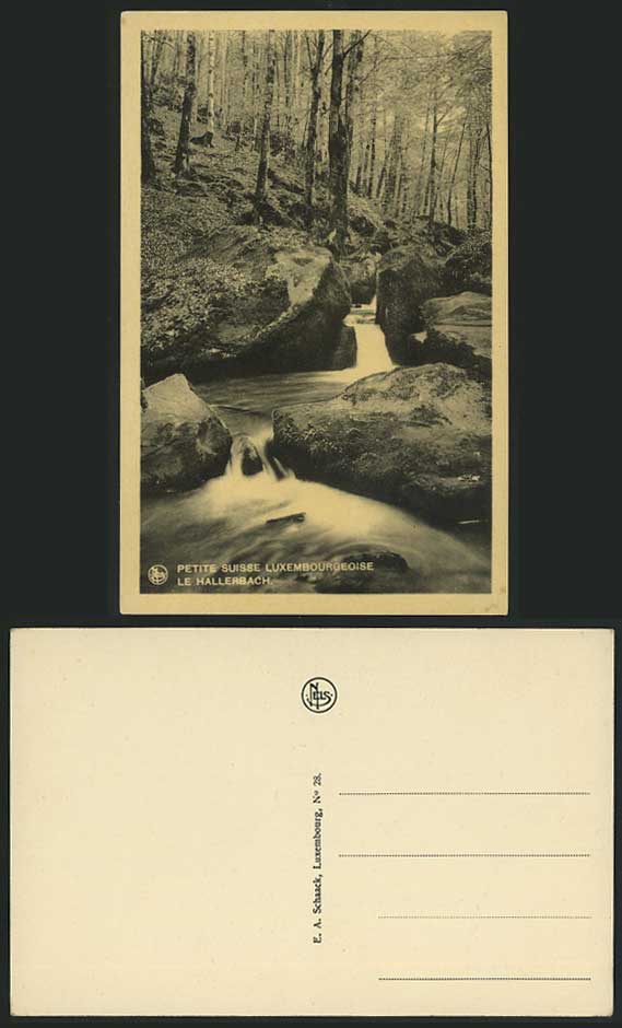 Luxembourg Old Postcard Hallerbach, River Trees & Rocks