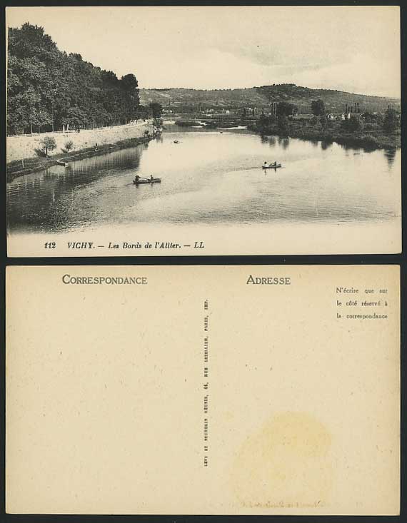 VICHY Old Postcard Les Bords de l'Allier River Boating