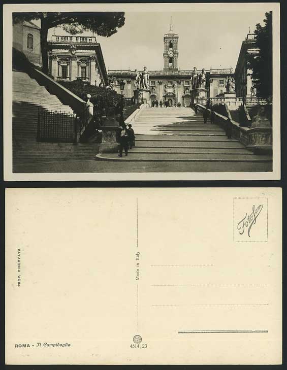 Italy Old Postcard ROME Roma IL CAMPIDOGLIO Clock Tower