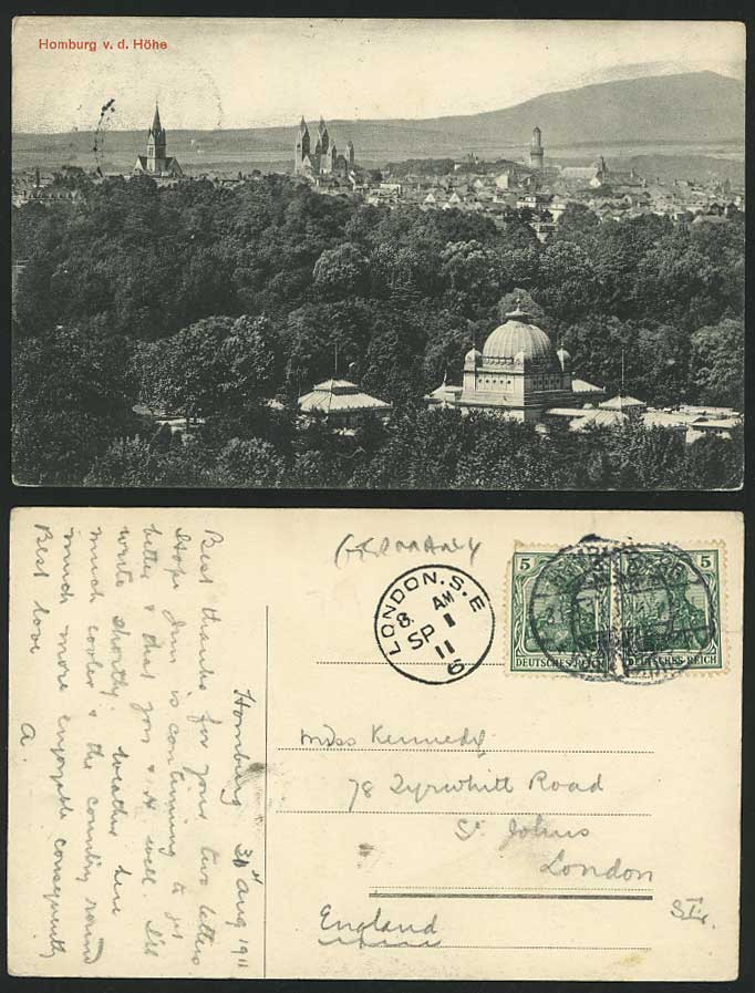 Germany, Homburg v.d. Hoehe, Panorama 1911 Old Postcard