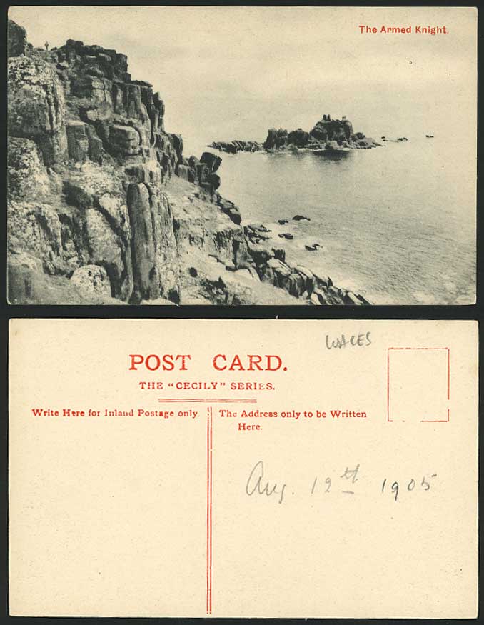 The Armed Knight Rocks Cornwall Coast 1905 Old Postcard