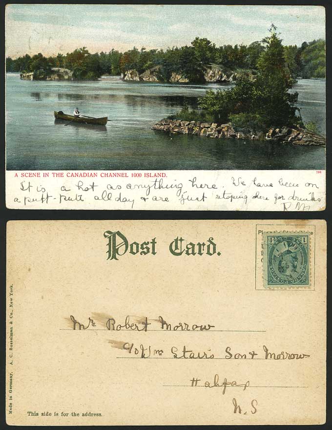 Canada Old Postcard 1000 Islands Canadian Channel, Boat
