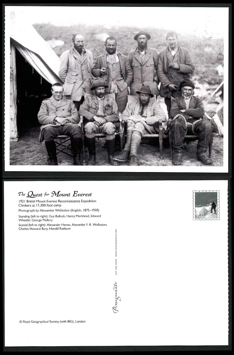 British Mount Everest Reconnaissance Expedition - Climbers at Camp 1921 Postcard