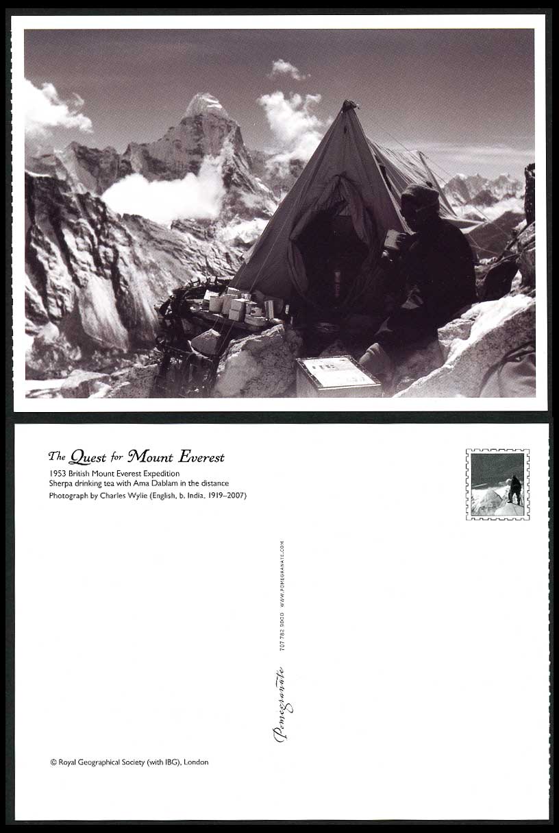 Nepal Tibet Mount Everest Expedition 1953 Postcard Ama Dablam - Sherpa drink Tea