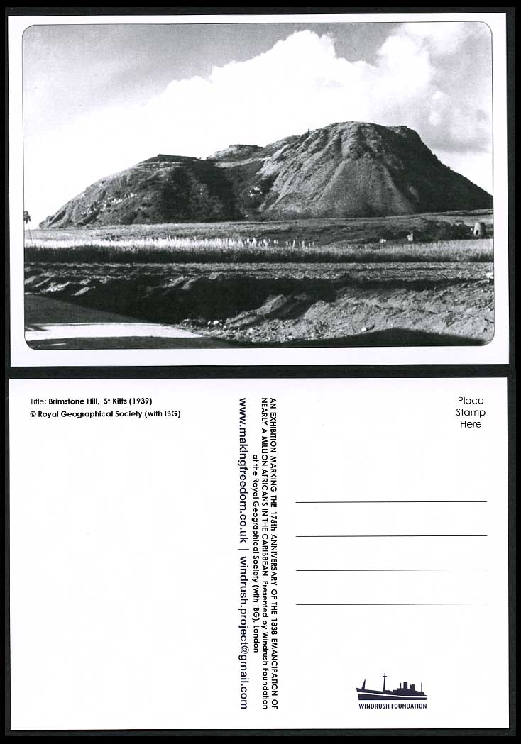 St. Kitts Brimstone Hill 1939 Postcard Mountain, Saint Christopher Island B.W.I.