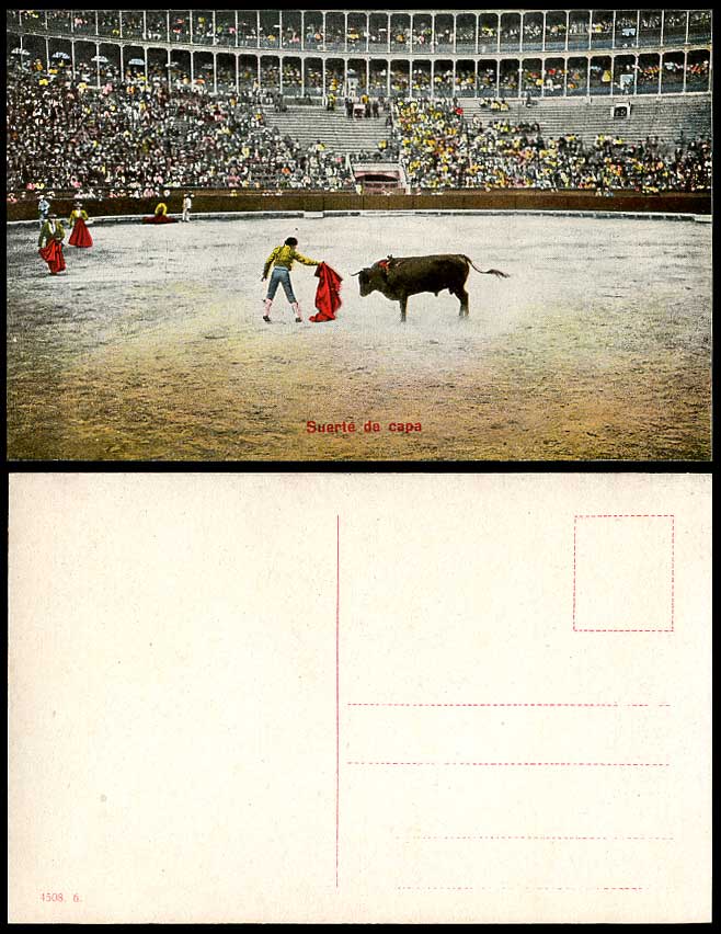 Spain Old Color Postcard Suerte de Capa Torero Bullring Bullfighting Bullfighter
