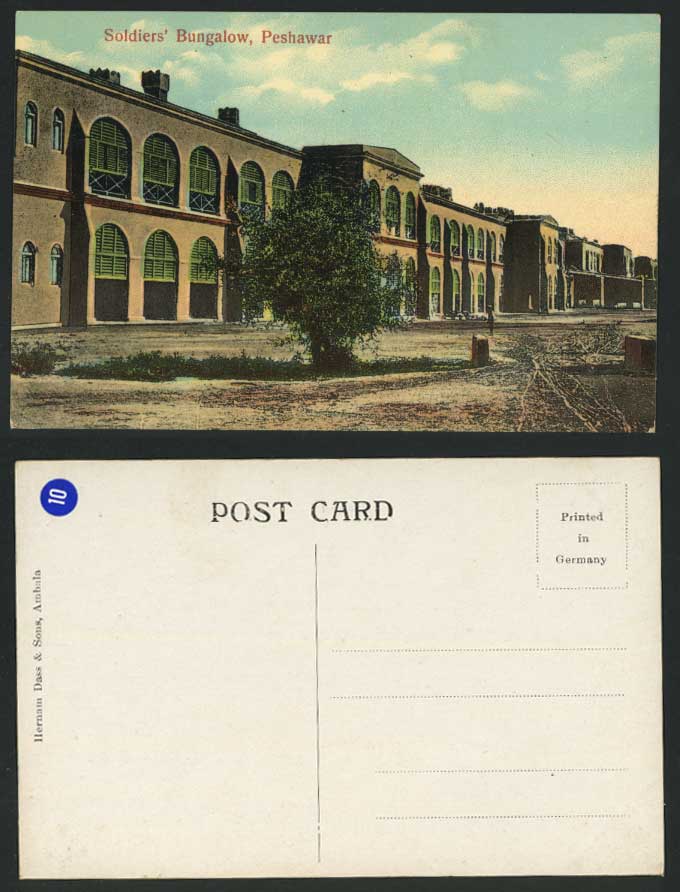 Pakistan - Peshawar, NWFP Soldiers' Bungalows Old Postcard British Indian Colour