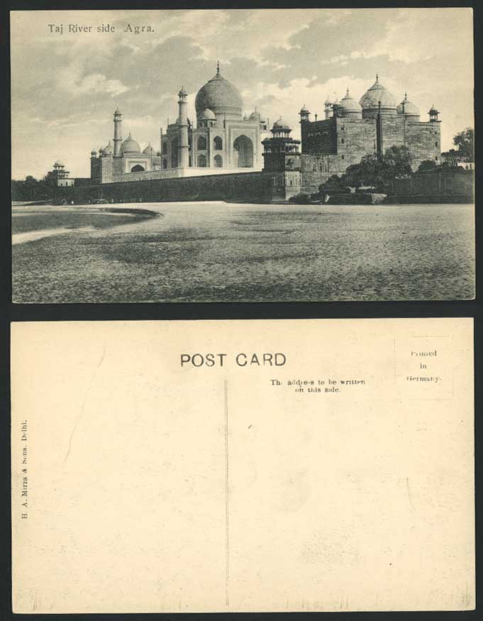 India Old Postcard Taj Mahal Palace - Taj River Side - Agra - (British Indian)