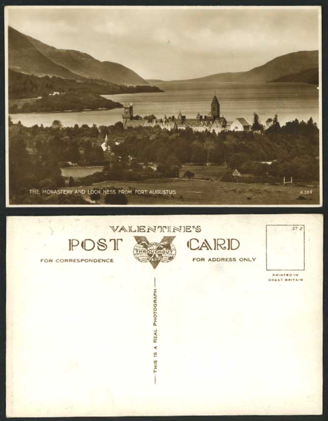LOCH NESS and MONASTERY from FORT AUGUSTUS Lake Panorama Old Real Photo Postcard